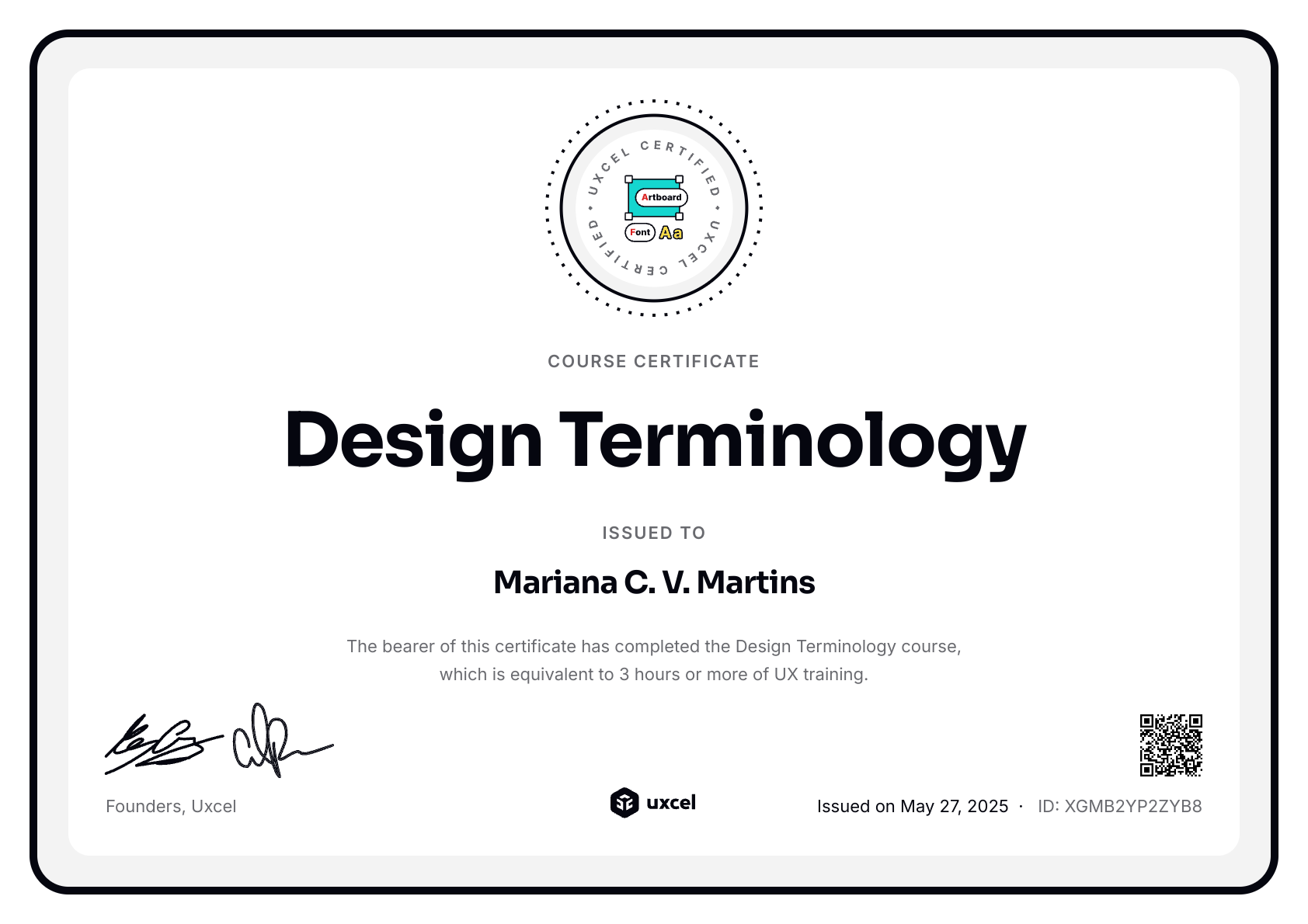 Mariana C. V. Martins's certificate